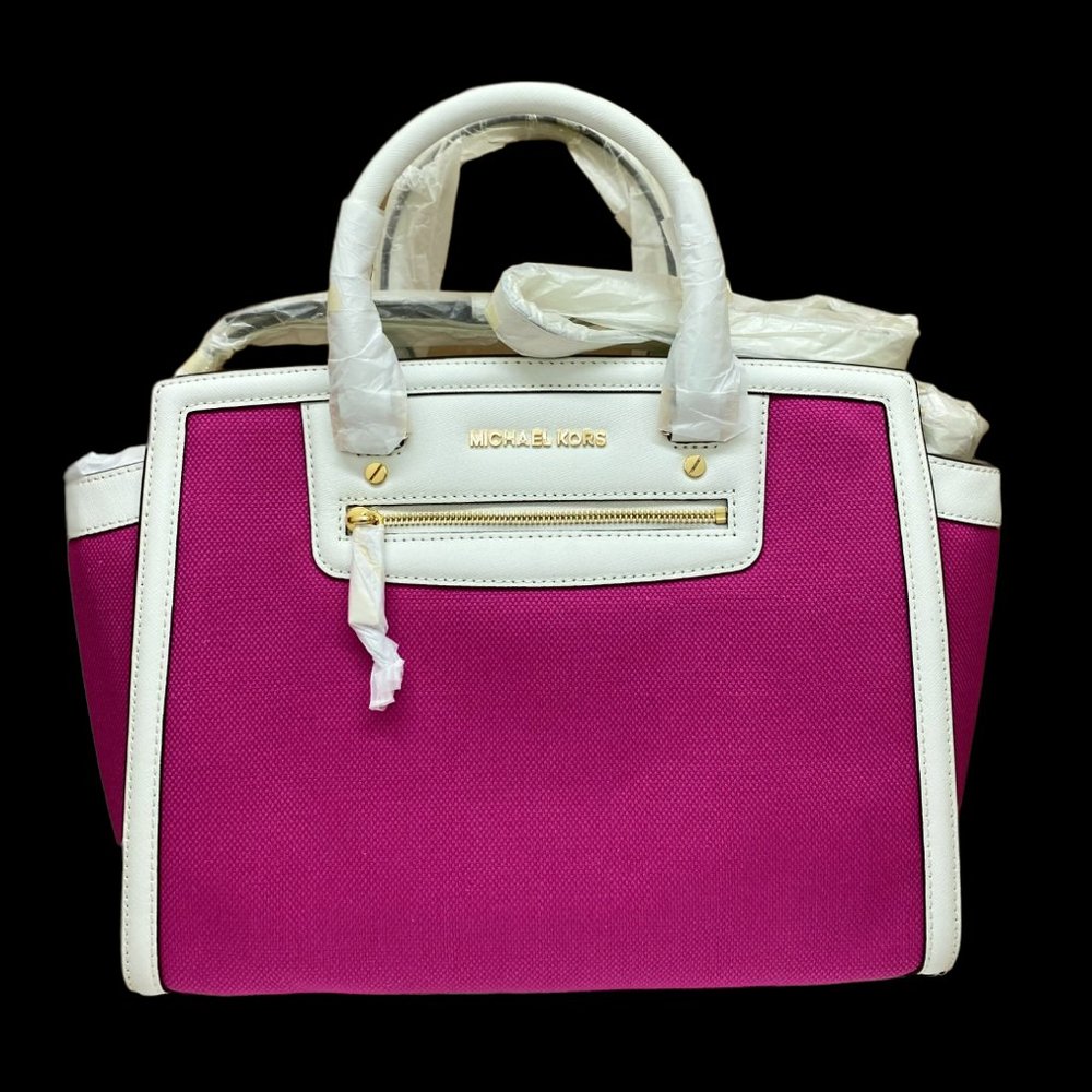 NWT Michael Kors Selma Canvas leather crossbody satchel